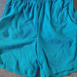Hasting & Smith Women's Turquoise Sweat Shorts S 60% Cotton Drawstring 6" Inseam